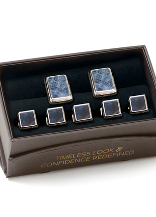 Silver and Sodalite JFK Presidential 5-Stud Set