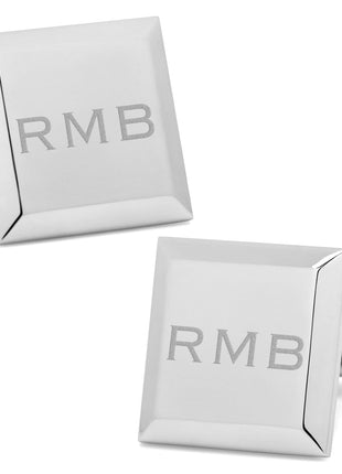 Stainless Steel Beveled Edge Engravable Square Cufflinks