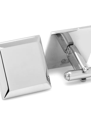 Stainless Steel Beveled Edge Engravable Square Cufflinks