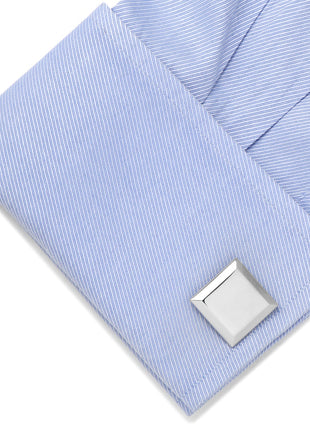 Stainless Steel Beveled Edge Engravable Square Cufflinks