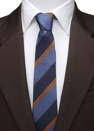 The Andrew Tie (Blue Orange Stripe Men's Tie)