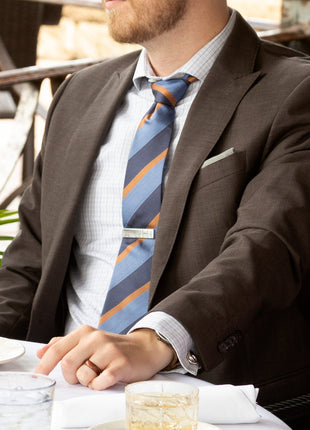 The Andrew Tie (Blue Orange Stripe Men's Tie)
