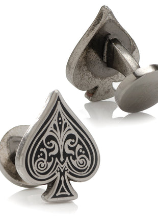Ace of Spades Antique Silver Cufflinks