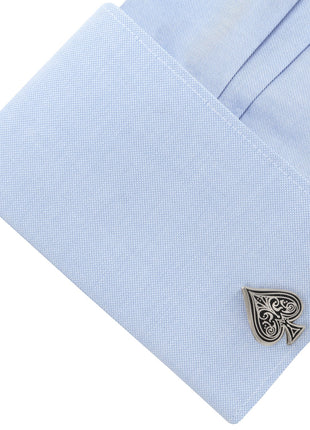 Ace of Spades Antique Silver Cufflinks
