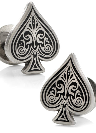 Ace of Spades Antique Silver Cufflinks