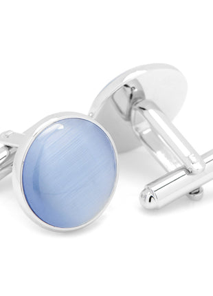Silver and Blue Catseye Cufflinks
