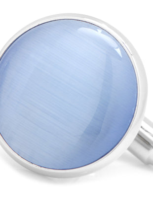 Silver and Blue Catseye Cufflinks