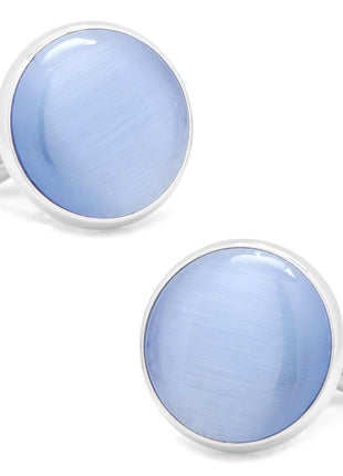 Silver and Blue Catseye Cufflinks