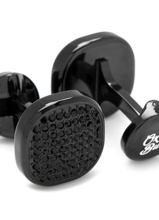 Black Stainless Steel Black Pave Crystal Cufflinks
