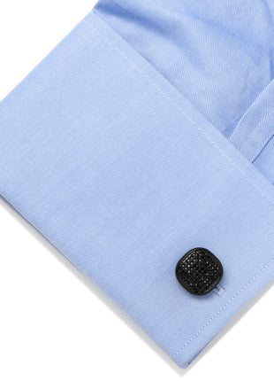 Black Stainless Steel Black Pave Crystal Cufflinks