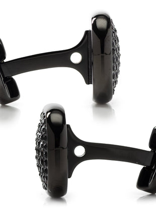 Black Stainless Steel Black Pave Crystal Cufflinks