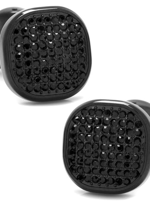 Black Stainless Steel Black Pave Crystal Cufflinks