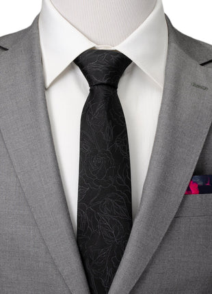 Black Floral Men's Tie