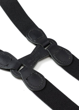 Black Leather/Silver Clip X Back Suspenders