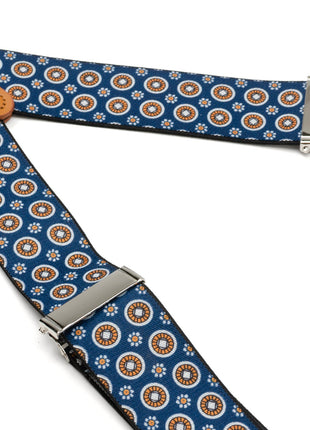 Blue Motif Patterned Convertible Suspenders