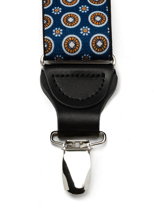 Blue Motif Patterned Convertible Suspenders