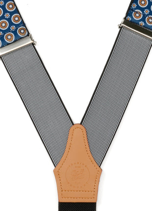 Blue Motif Patterned Convertible Suspenders