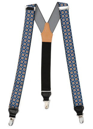 Blue Motif Patterned Convertible Suspenders