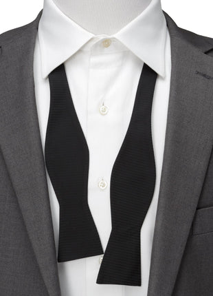 Black Formal Pinstripe Silk Bow Tie