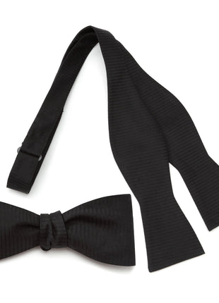 Black Formal Pinstripe Silk Bow Tie