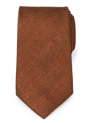 Burnt Sienna Tweed Striped Linen Men's Tie