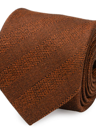 Burnt Sienna Tweed Striped Linen Men's Tie