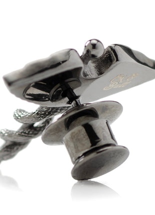 Caduceus Pave Gunmetal Lapel Pin