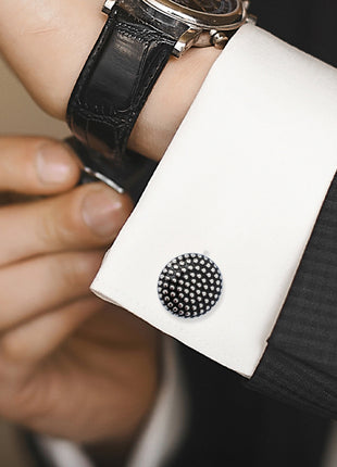 Silver Circle Dot Texture Cufflinks