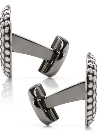 Silver Circle Dot Texture Cufflinks