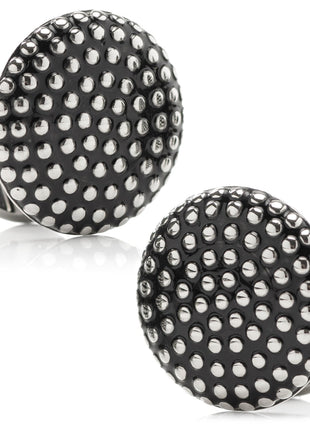 Silver Circle Dot Texture Cufflinks