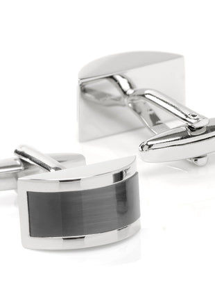 Gray Cat's Eye Bridged Cufflinks