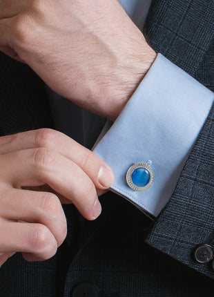 Radiant Blue Catseye Stainless Steel Cufflinks