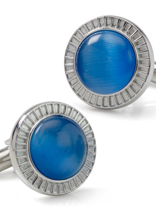 Radiant Blue Catseye Stainless Steel Cufflinks