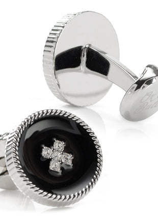 Crystal Button Rope Cufflinks