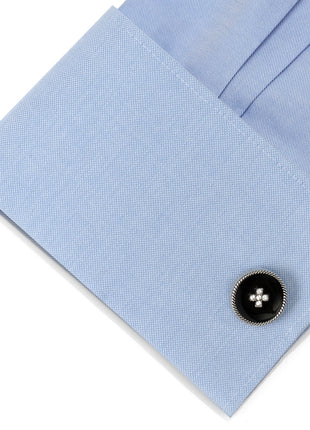Crystal Button Rope Cufflinks