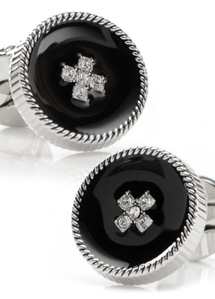 Crystal Button Rope Cufflinks