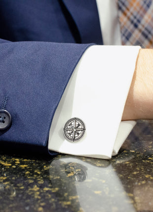 Antique Compass Stainless Steel Cufflinks