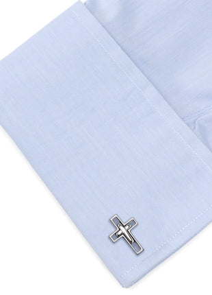 Gun Metal Cut Out Cross Cufflinks