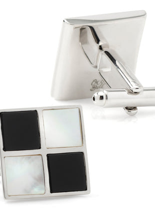 Mother of Pearl and Onyx Check Cufflinks