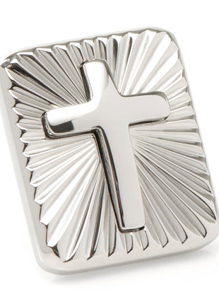 Stainless Steel Radiant Cross Lapel Pin