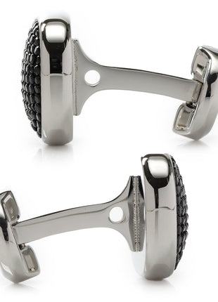 Stainless Steel Black Pave Crystal Cufflinks
