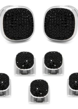 Stainless Steel Black Pave Crystal 5-Stud Set