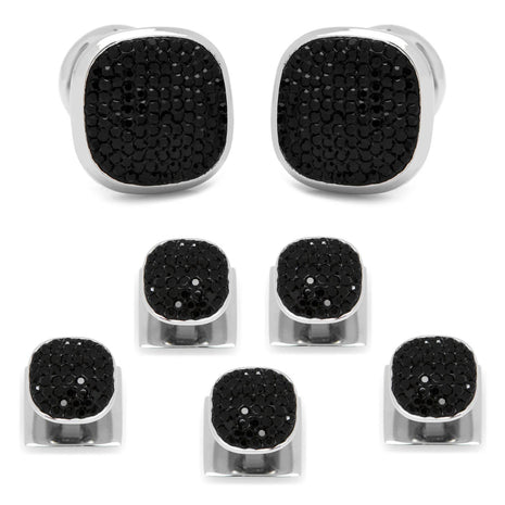 Stainless Steel Black Pave Crystal 5-Stud Set