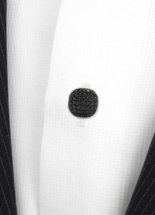 Stainless Steel with Black Pave Crystal 5-Studs