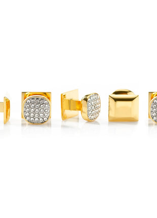 Gold Stainless Steel White Pave Crystal 5-Stud Set