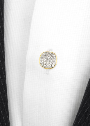 Stainless Steel Gold Plated White Pave Crystal  5-Studs