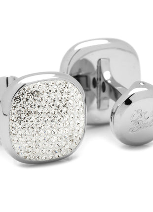 Stainless Steel White Pave Crystal Cufflinks