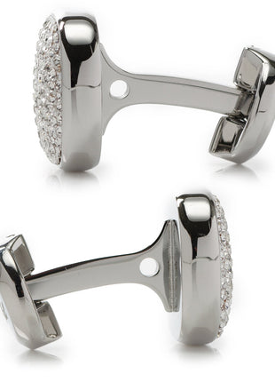 Stainless Steel White Pave Crystal Cufflinks
