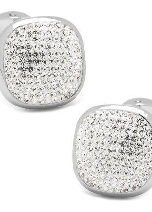 Stainless Steel White Pave Crystal Cufflinks