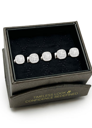 Stainless Steel White Pave Crystal 5-Studs